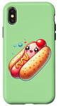 iPhone X/XS Cute Kawaii Hot Dog with Smiling Face and Bubbles Case