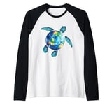 Save The Planet Turtle Recycle Ocean Environment Earth Day Raglan Baseball Tee