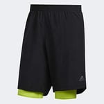 adidas Own The Run 2n1 Sport Shorts - Black/Semi Solar Slime, XS7