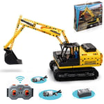PEXL Technic Excavator Building Set, 2.4G RC Crawler Excavator Construction Set with Motors, 540 Pieces Blocks Compatible with Lego Technics