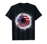 American Flag Sunflower Red White Blue Tie Dye 4th of July T-Shirt