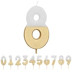 Talking Tables- Bougie numéro 8 pour gâteaux, BDAY-CANDLE-GLDV2-8, White/Gold, 8 cm