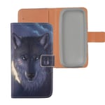 Lankashi Painted Flip Wallet-Design PU Leather Cover Skin TPU Silicone Protection Case For Nokia 105 (2019) (Wolf Design)