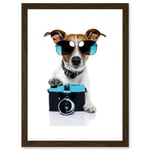 Funny Photo Jack Russell Dog Shades Camera Artwork Framed Wall Art Print A4