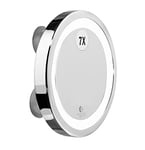 Macom 211 Solar Sensation Miroir Grossissant et Lumineux pour Maquillage, Grossissant 7x avec Lumière LED et Ventouses, Argent