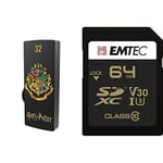 Pack Support de Stockage Rapide et Performant : Clé USB - 2.0 - Série Licence - Harry Potter Hogwarts - 32 Go + Carte SD - Gamme Speedin - Classe 10-64 GB