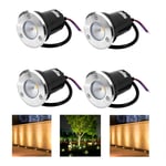 Buried Lights, Warm White Landscape Lamp, LED COB Ground Lights Recessed in Decking Lights IP67 Waterproof for Square Garden Lawn Pond Pathway Step Deck, Outdoor Uplighters 4 Pack
