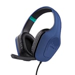 Trust Gaming GXT 415B Zirox Lightweight Gaming Headset with 50mm Drivers for PC, Xbox, PS4, PS5, Switch, Mobile, 3.5 mm Jack, 2m Cable, Foldaway Microphone, Over-Ear Wired Headphones - Blue