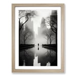 Central Park Minimalism Framed Wall Art Print, Ready to Hang Picture for Living Room Bedroom Home Office, Oak A2 (48 x 66 cm)
