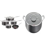 Tefal Jamie Oliver Cook's Classics 5 Pieces Non-Stick Pots & Pans Set,24cm Frying Pan,18cm Saucepan & Jamie Oliver Cook's Classics All in One Pan 30 cm Shallow Pan Plus Lid, Non-Stick, Oven-Safe