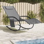 Bain de soleil Chaise à bascule Moderne - Transat - Fauteuil de jardin relax - Gris Acier et textilène Chic-590806