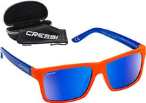 Cressi Bahia Floating Sunglasses Lunettes de Soleil de Sport Flottantes Polarisées Anti UV 100% Unisex-Adult, Orange/Royal/Verres Miroir Bleu, Taille Unique