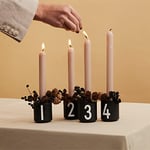 Design Letters Advent Candle Holder Cup Set of 4 | Candle Holder Cups Perfect for Advent Decoration, Christmas Decoration, Home Decoration | Advent Candle Holder in Porcelain with Engraved Letters