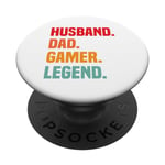 Funny Father's Day Husband Dad Gamer Legend Video Games PopSockets PopGrip Interchangeable