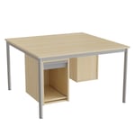 Sybord 136, 1200x1200 mm, höjd 720 mm, björklaminat, silver stativ