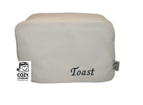 Cozycoverup® Toaster Cover Cream Embroidered 'Toast' (2 Slice Long Slot 20cm(h) x 20cm(d) x 40cm(l))