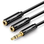 Ugreen 3,5 mm mini jack AUX splitter adapter Kabel 25cm Svart - TheMobileStore Ljudkablar