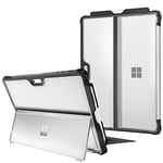 FINTIE Coque pour Microsoft Surface Pro 7+ 2021 / Pro 7 / Pro 6 / Pro 5 / Pro LTE 12.3 Pouces, Coque de Protection avec Rangement Stylet Étui Cover Rigide pour Béquille, Transparent