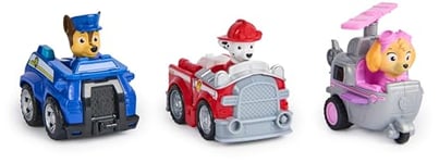 Paw Patrol: Deluxe Rescue Racers Triple Pack, Chase, Marshal and Skye Toy Cars with Pull-Back and Go, Kids’ Toys for Boys and Girls Ages 3 and up