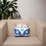 Puckator Plush Blue VW Volkswagen T1 Camper Van Shaped Cushion, Home Décor Or Car Accessory 28x29x10cm Cushion With Integrated Filling