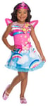RUBIES - Barbie Officiel - Deguisement Fée pour enfants Barbie Dreamtopia - Taille 7-8 ans- Déguisement de fée , Robe de princesse en tissu arc en ciel avec accessoires