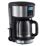 Russell Hobbs Buckingham Filter Coffee Machine, 1.25L Carafe/10 cups, 1-4 Cup brewing option, Fast brew, 24hr timer, 40min keep warm, Pause & Pour, Washable filter, Auto clean, 1000W, 20680