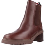 Tommy Hilfiger Bottines Femme Outdoor Chelsea Mid Heel Boot en Cuir, Truffle Brown, 41 EU