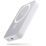 NOHON Batterie Externe Magnétique 10000mAh Power Bank: Portable Powerbank Magnetic sans Fil Chargeur avec PD 20W câble USB-C | Compatible avec iPhone 15 14 13 12 Pro ProMax | Blanc