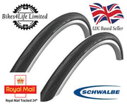 Pair Schwalbe Lugano 700 x 28c Black Road Bike Tyres Next Day Delivery**