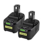 Ersättningsbatterier för Ryobi 18V-verktyg, 5,5Ah kapacitet, dubbla säkerhetsskydd,2 batterier
