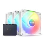 NZXT F120 RGB Core Triple Pack - 3 x 120mm Hub-Mounted RGB Fans with RGB Controller - 8 Individually-Addressable LEDs - Semi-Translucent Blades - High Static Pressure & Airflow - CAM Software - White