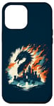 Coque pour iPhone 14 Pro Max Jeu de fantaisie château de réflexion double exposition Dragon Flamme