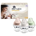 Tommee Tippee Bottle New Born Set Of 3 150ml Clear Slow Flow BPA Free 0m+ NEW