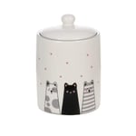Ceramic Storage Jar Airtight Kitchen Canister for Tea Coffee Sugar General Food Storage, Black Cat Gift for Cat Lovers Women Men Kids