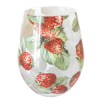 Strawberry Field Stemless Glass Gin Copa Cup Tumbler Watercolour Paint Design
