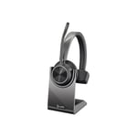 Poly - Voyager 4310 UC Wireless Headset + Charge Stand (Plantronics) - Single-Ear Headset w/ Mic - Connect to PC/Mac via USB-A Bluetooth Adapter, Cell Phone via Bluetooth -Works with Teams, Zoom &More