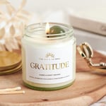 Gratitude Crystal Candle with Green Aventurine Crystal, Scent Amber, Sweet Orange, Premium Soy Wax