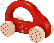 Selecta 64007 Petite voiture, jouet à pousser en bois, rouge, 10 cm