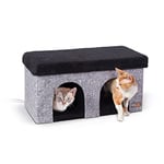 K&H Pet Products Thermo-Kitty Maison chauffante d'intérieur pour Chat Duplex Gris 30,5 x 61 x 30,5 cm