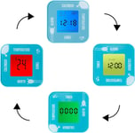Tinc Kids Digital Alarm, Temperature, Date & Timer Rotate Flip Clock, Blue