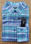 New Hugo BOSS mens green slim long sleeve casual checked suit jean shirt LARGE