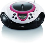 mini chaine hifi stéréo FM LECTEUR CD USB MP3 piles ou secteur rose blanc noir