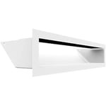 Grille de ventilation KRATKI AIR | Grille d'air chaud 9 x 40 cm | Blanc | Grille d'extraction pour ventilation de cheminée | Prise d'air à un angle de 45 degrés | résistant à la surchauffe