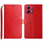 Motorola Edge 40 Neo 5G - Læder cover / pung - Aftagelig strop - Rød