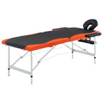 vidaXL Hopfällbar massagebänk 2 sektioner aluminium svart och orange 110227