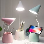Skrivbordslampa, LED-bordslampa 3 belysningslägen och touchsensor, 360° rotationsbordslampa med dimbar intensitet för läsning, studier, arbete (Vit)