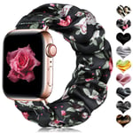 CeMiKa Scrunchie Elastic Strap Compatible with Apple Watch Strap 38mm 42mm 40mm 44mm, Pattern Printed Fabric Wristband Compatible with Apple Watch SE/iWatch Series 6 5 4 3 2 1, 38mm/40mm-S/M Flower
