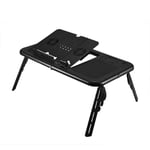 Laptop Desk,Foldable Sofa Breakfast Tray Folding Bed Table Adjustable Laptop Table Portable Standing Computer Table Cooling Desk with USB Double Fans for Studying Reading Black,56.1×31.7×25.5cm