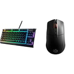 SteelSeries Apex 3 TKL - RGB Gaming Keyboard - Tenkeyless Compact Esports Form Factor - 8-Zone RGB Illumination & Rival 3 Wireless - Wireless Gaming Mouse, Black