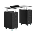 physa Nagelbord - 1200 x 515 810 mm Svart/vit 8 hjul